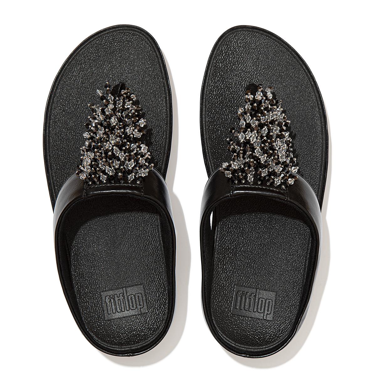 Sandales Fitflop RUMBA Beaded Toe-Post Femme Noir | AYV-478192