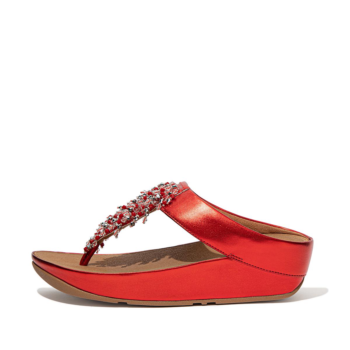 Sandales Fitflop RUMBA Beaded Toe-Post Femme Rouge | BPW-207359