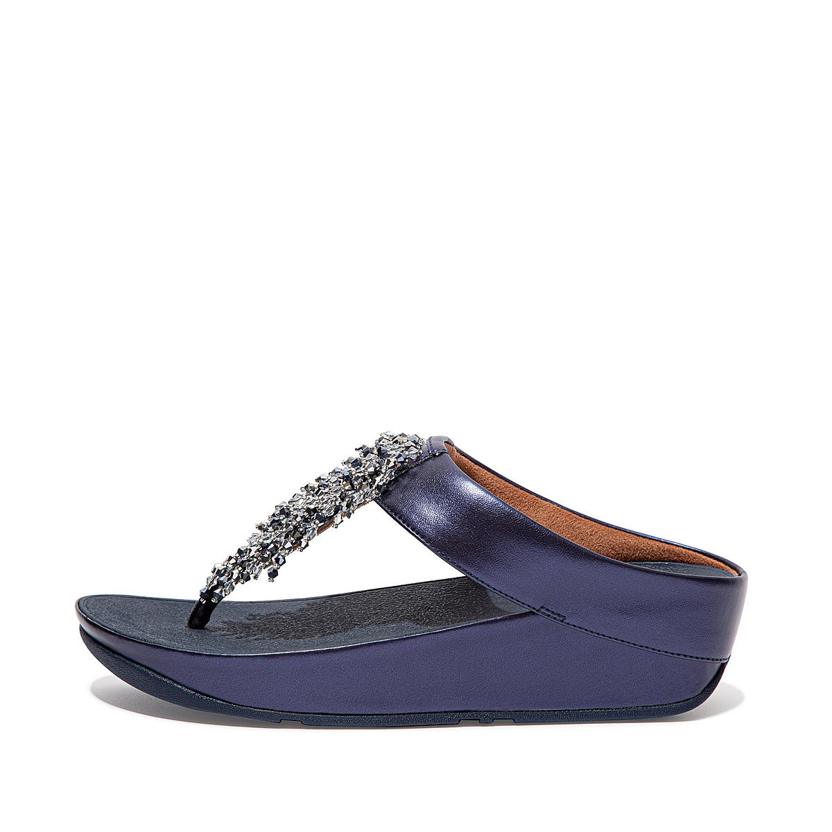 Sandales Fitflop RUMBA Beaded Toe-Post Femme Bleu Marine | QTC-251674