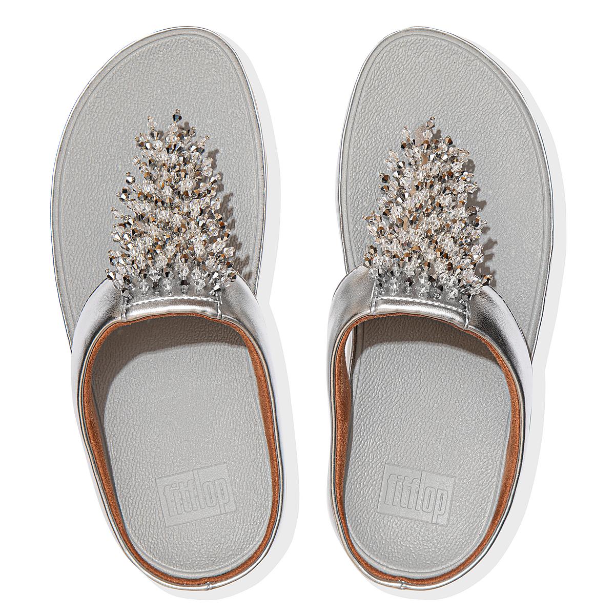 Sandales Fitflop RUMBA Beaded Toe-Post Femme Argent | VJT-417065