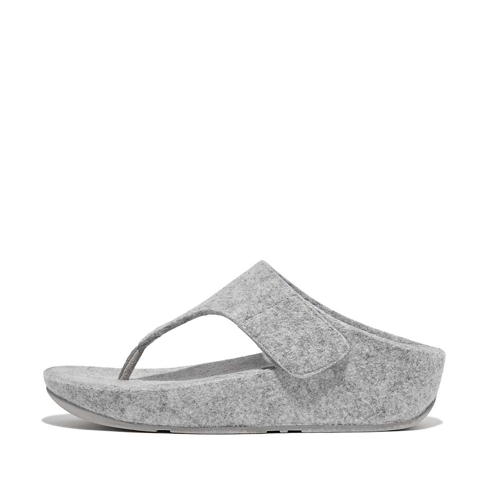 Sandales Fitflop SHUV E01 Adjustable Felt Toe-Post Femme Grise | BSD-469857