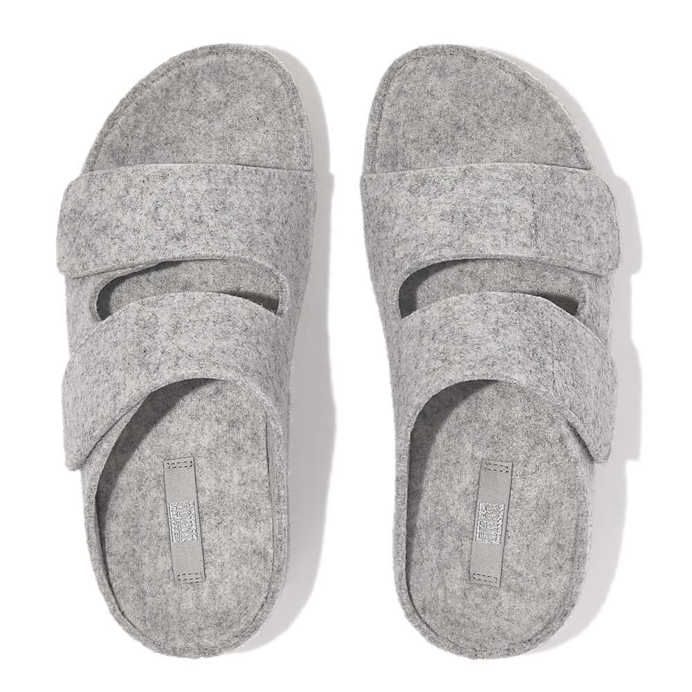 Sandales Fitflop SHUV E01 Adjustable Two-Bar Felt Slides Femme Grise | UHC-541720