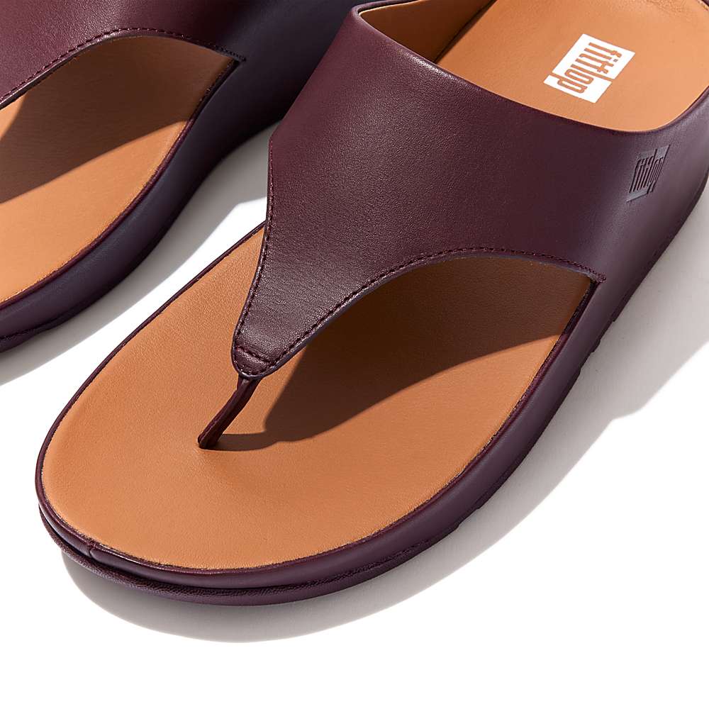 Sandales Fitflop SHUV Leather Toe-Post Femme Bordeaux | SAR-582406