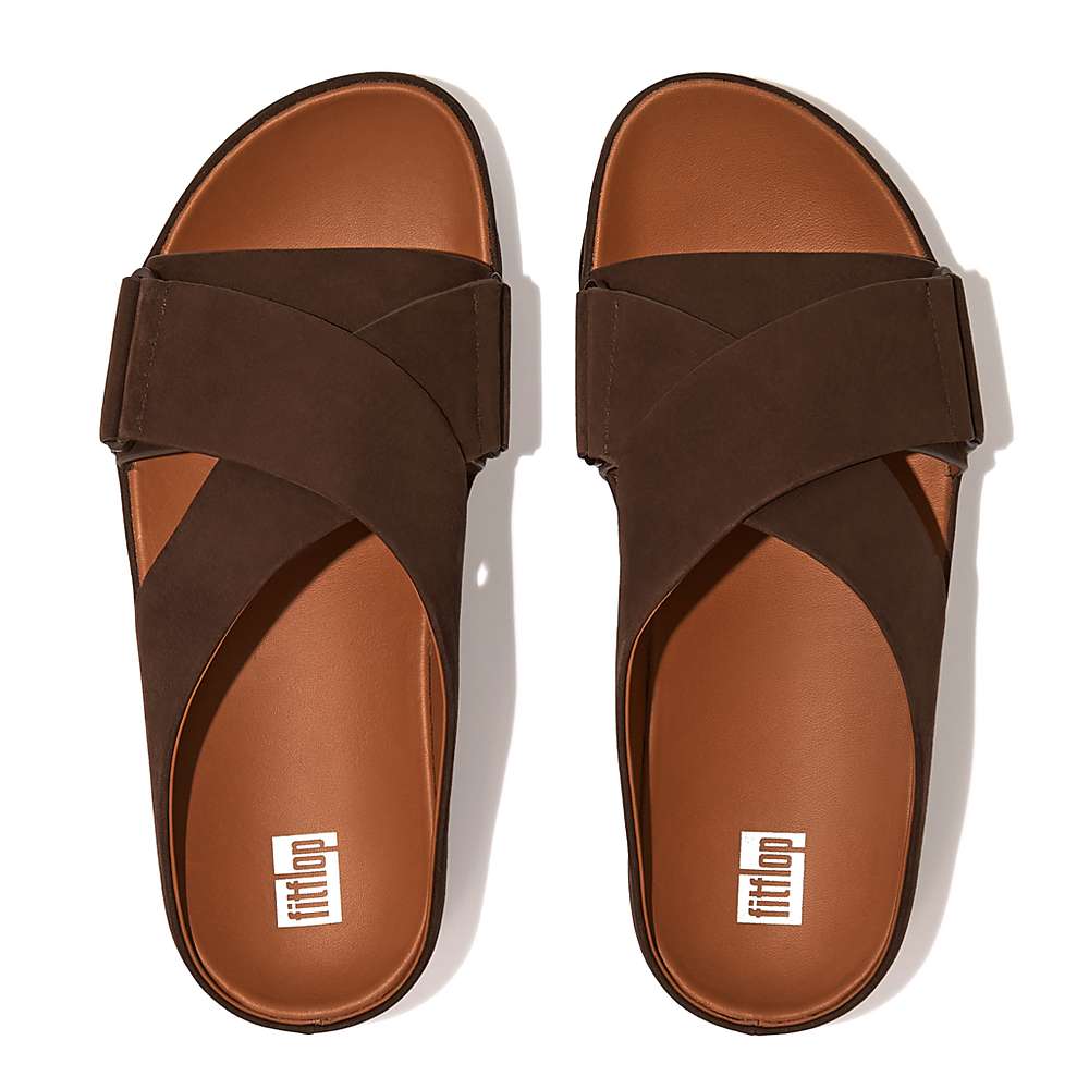 Sandales Fitflop SHUV Nubuck Cross Slides Femme Marron | VTW-579034