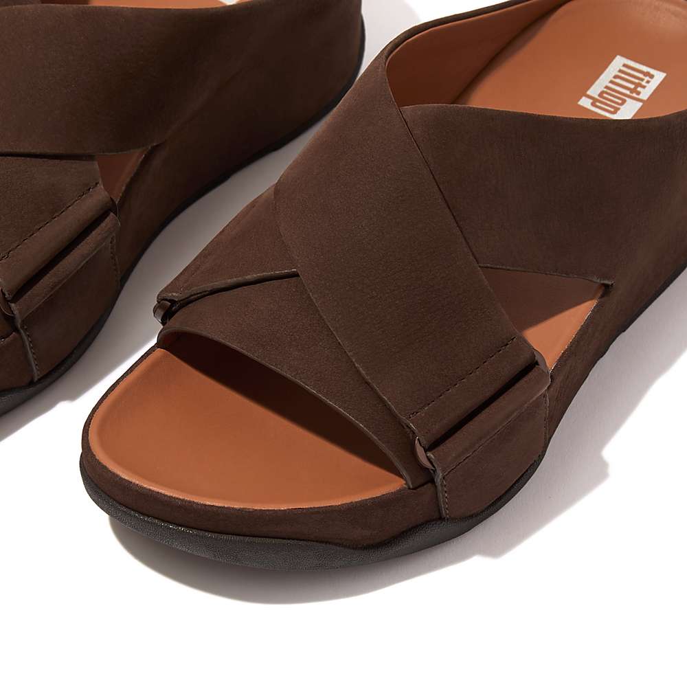 Sandales Fitflop SHUV Nubuck Cross Slides Femme Marron | VTW-579034