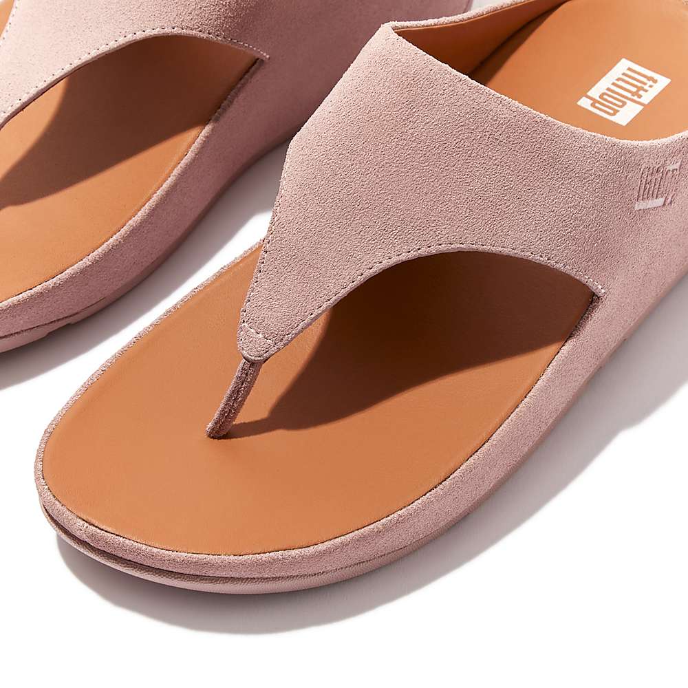 Sandales Fitflop SHUV Suede Toe-Post Femme Rose | AJW-718506