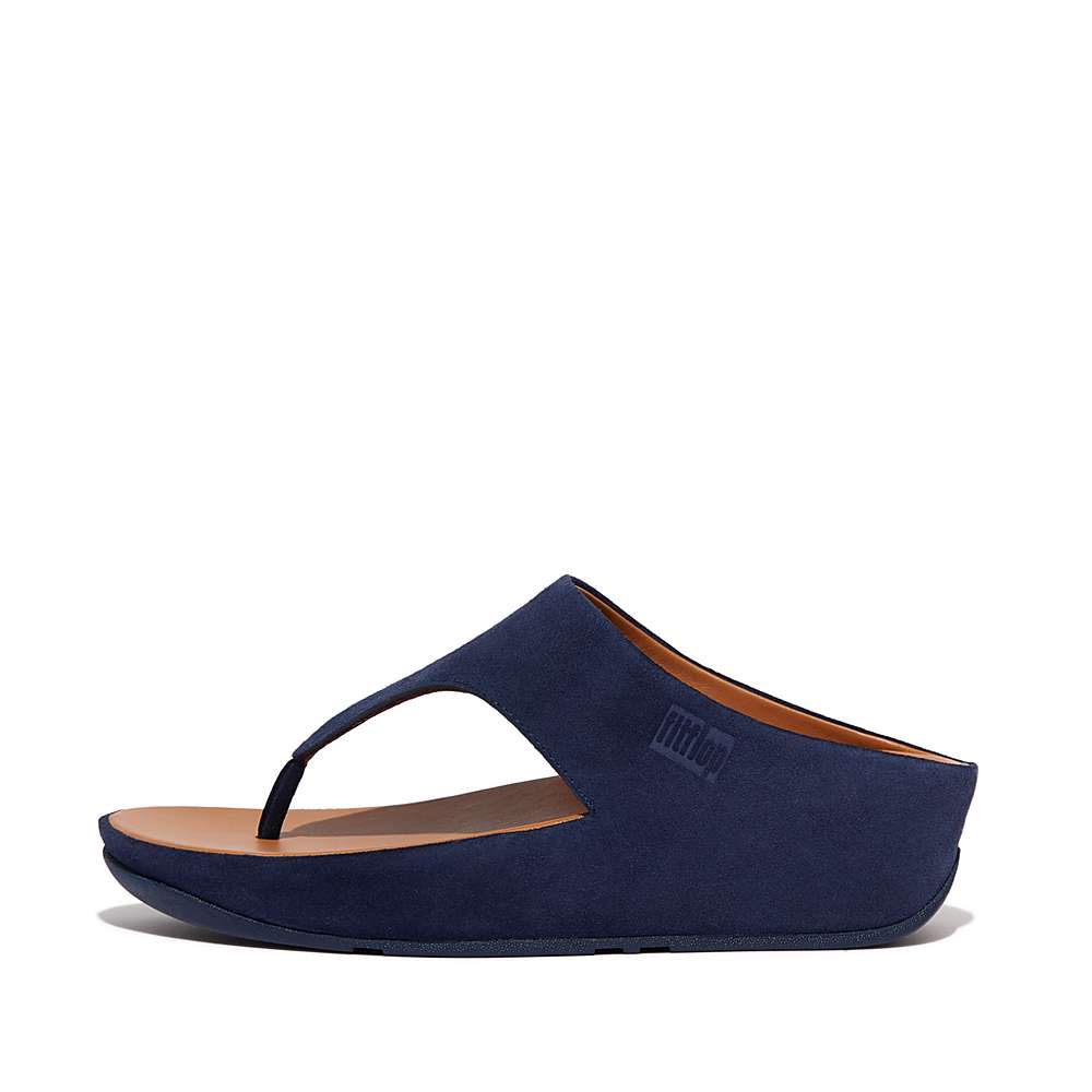 Sandales Fitflop SHUV Suede Toe-Post Femme Bleu Marine | FUE-194537