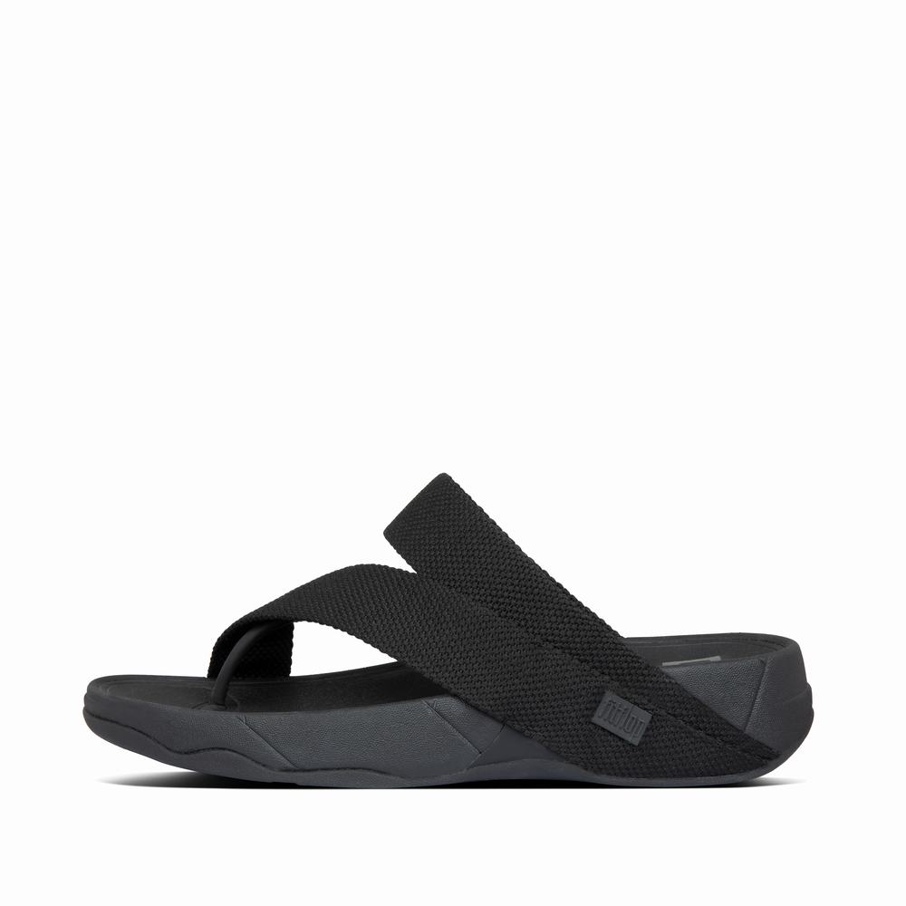 Sandales Fitflop SLING Weave Toe-Post Homme Noir | FAR-325074