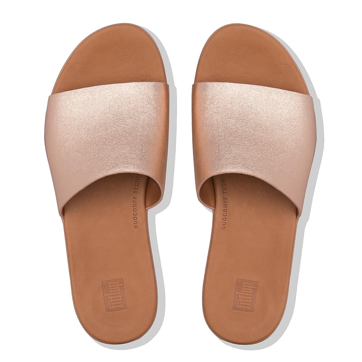 Sandales Fitflop SOLA Leather Slides Femme Rose Doré | RLU-841039