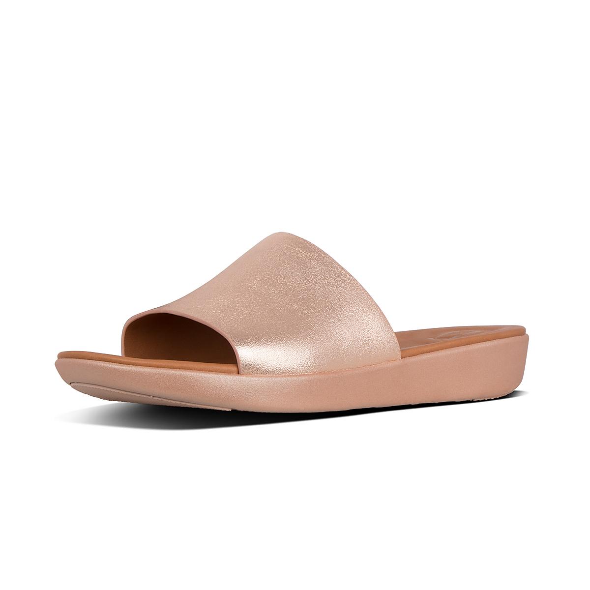 Sandales Fitflop SOLA Leather Slides Femme Rose Doré | RLU-841039