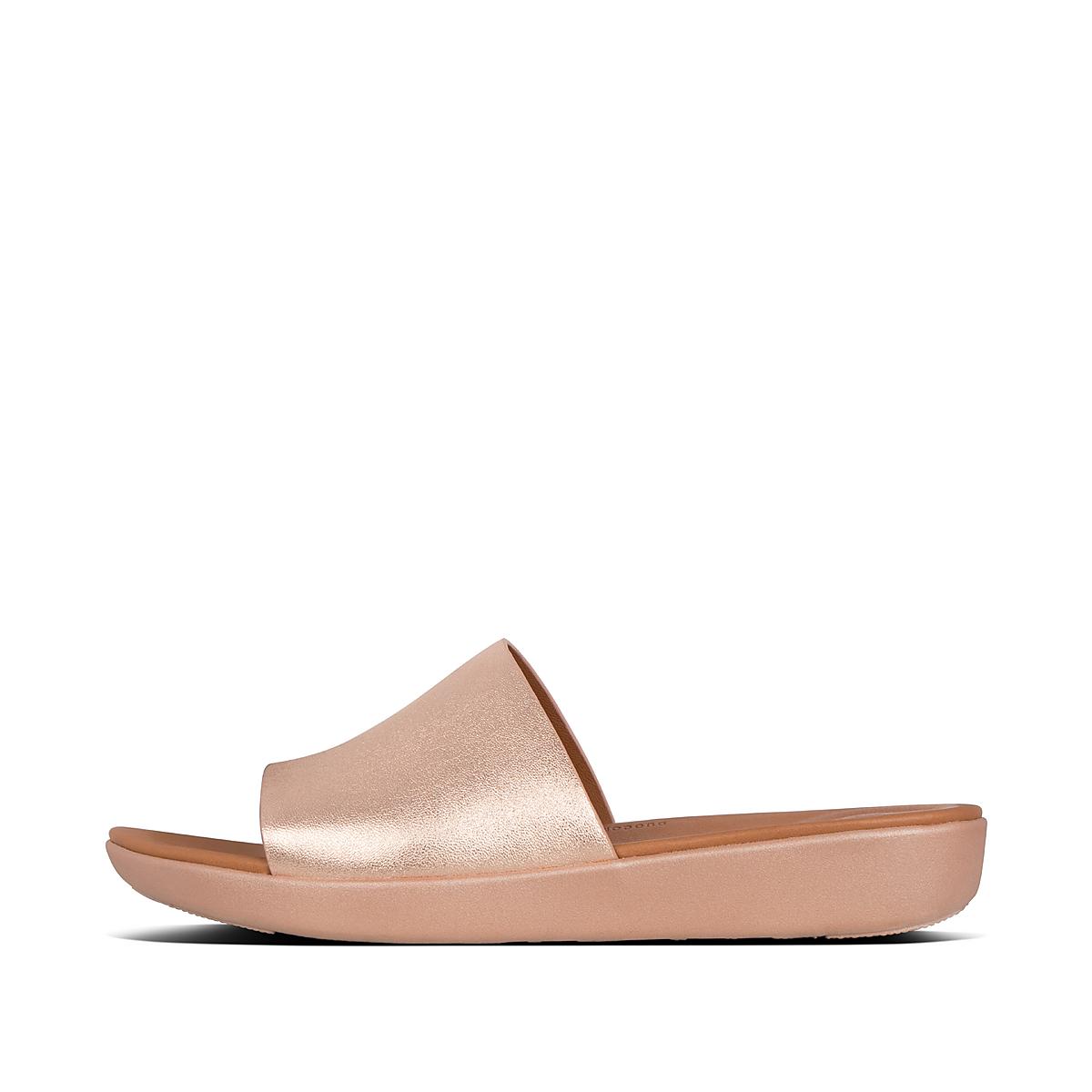 Sandales Fitflop SOLA Leather Slides Femme Rose Doré | RLU-841039