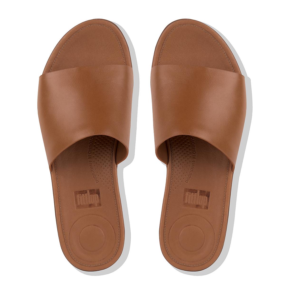 Sandales Fitflop SOLA Leather Slides Femme Marron | XBH-913286