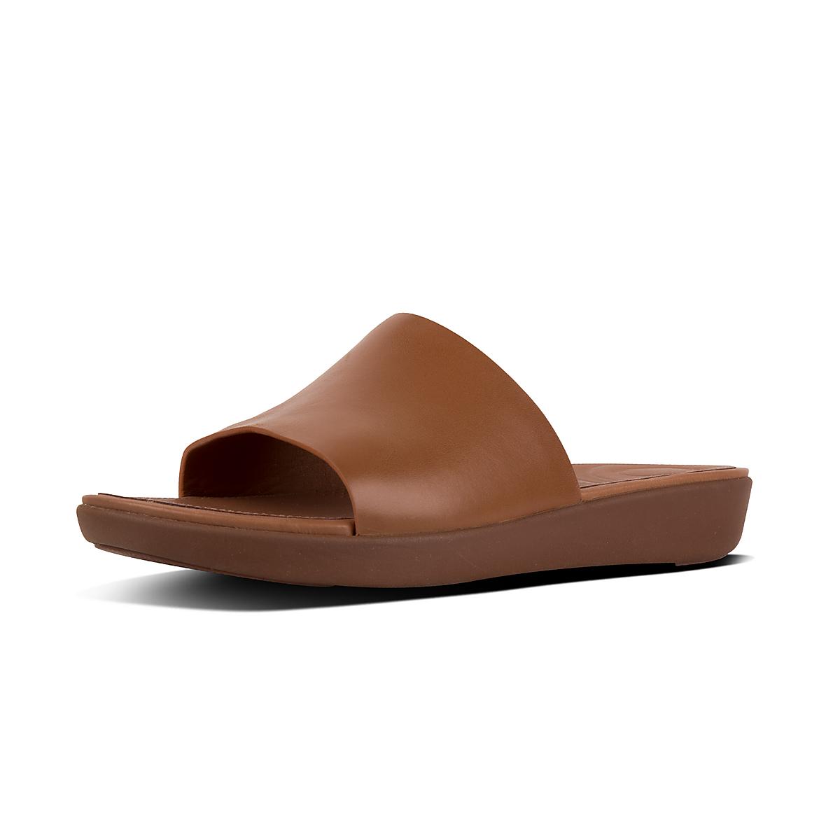 Sandales Fitflop SOLA Leather Slides Femme Marron | XBH-913286