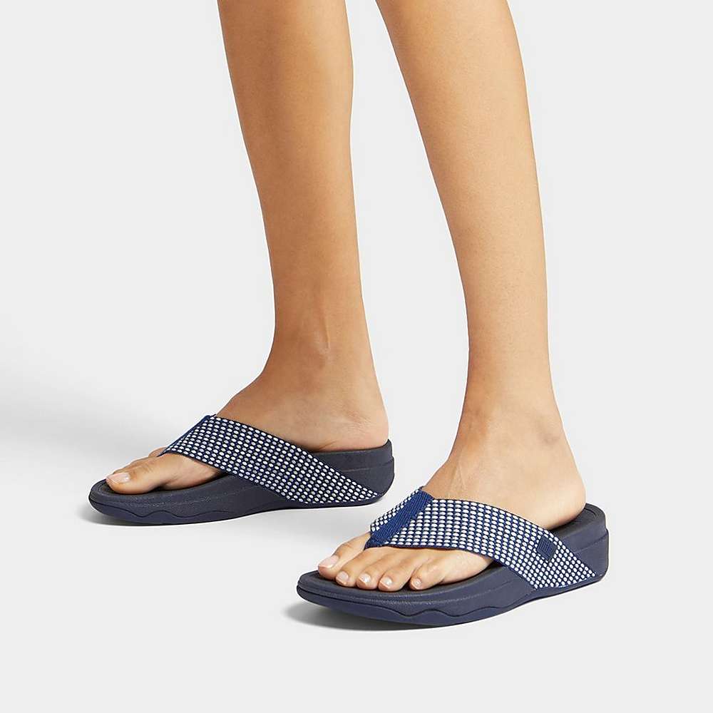 Sandales Fitflop SURFA Webbing Toe-Post Femme Bleu Marine | BIE-208693