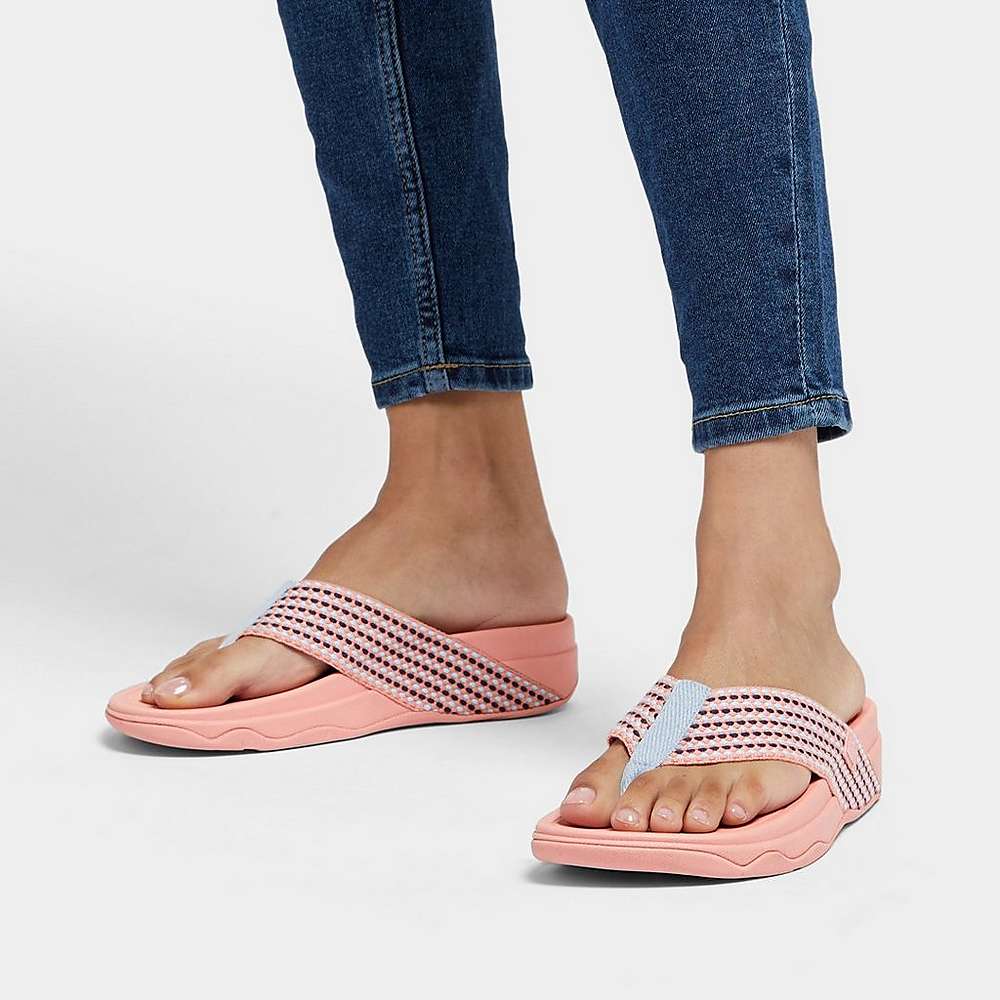 Sandales Fitflop SURFA Webbing Toe-Post Femme Rose | DHO-916402