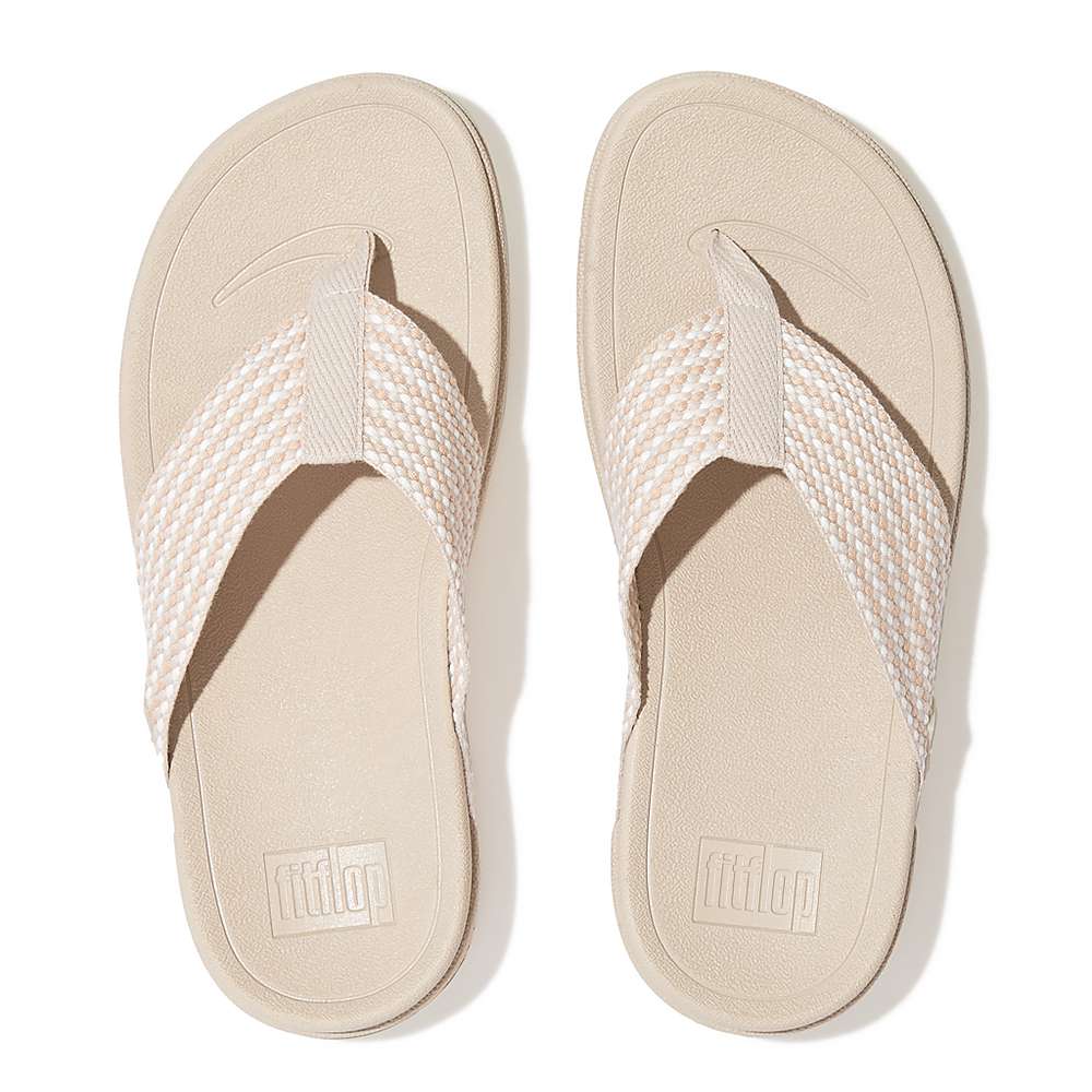 Sandales Fitflop SURFA Webbing Toe-Post Femme Grise Beige | EUN-638274