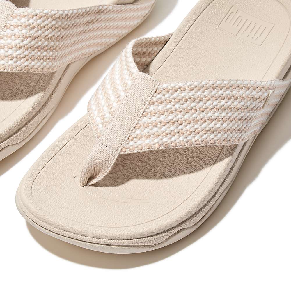 Sandales Fitflop SURFA Webbing Toe-Post Femme Grise Beige | EUN-638274