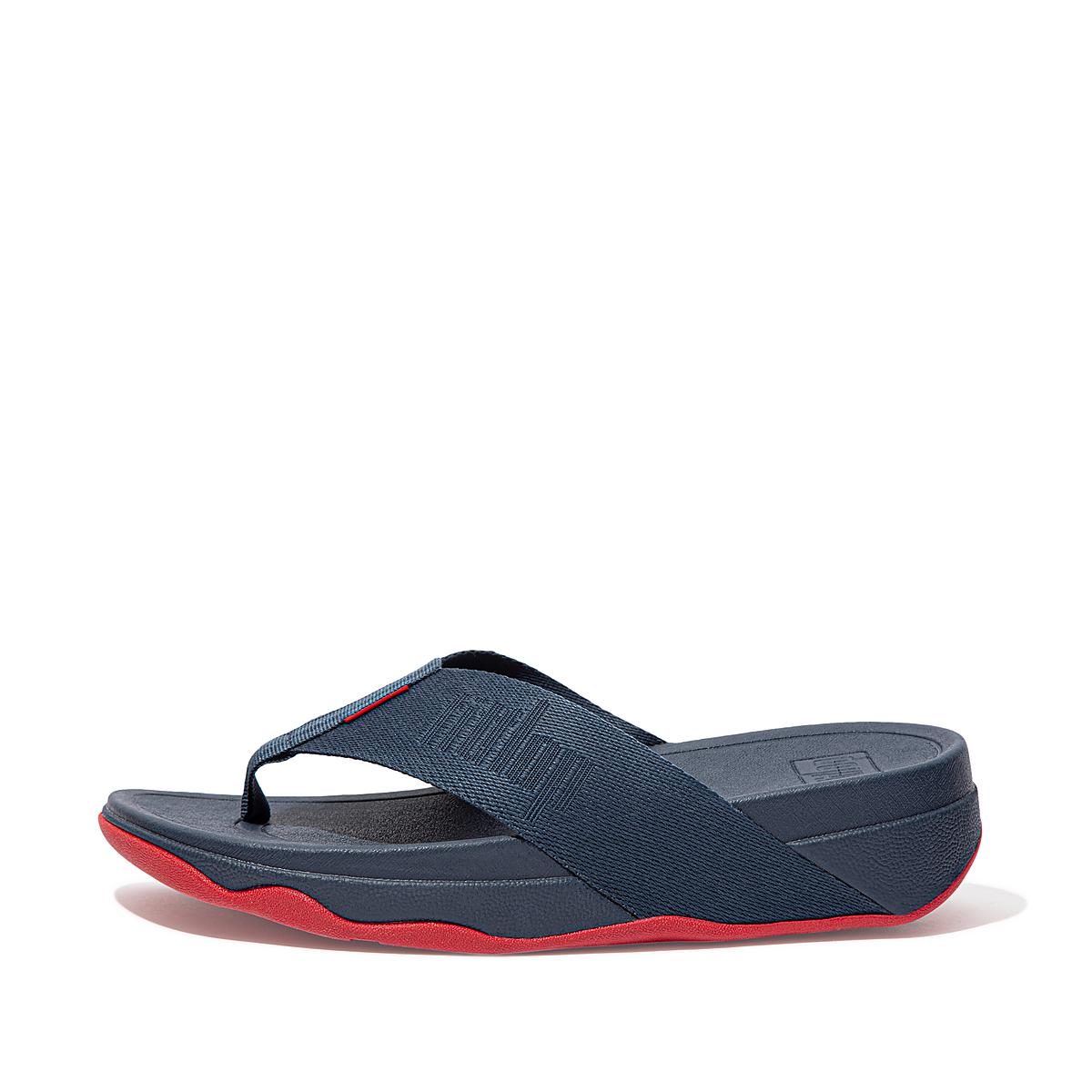 Sandales Fitflop SURFA Woven-Logo Toe-Post Femme Bleu Marine | OWE-842316