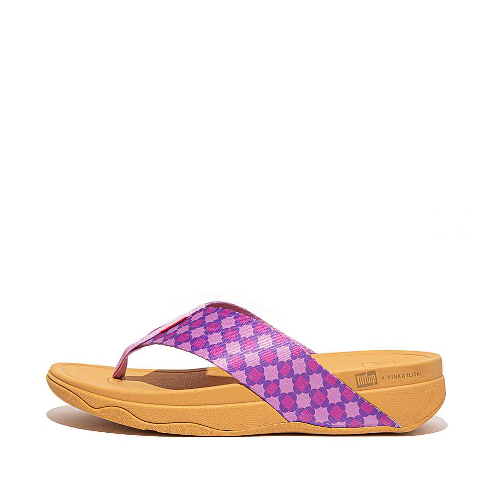 Sandales Fitflop SURFA X Yinka Ilori Toe-Post Femme Violette | MPA-376418