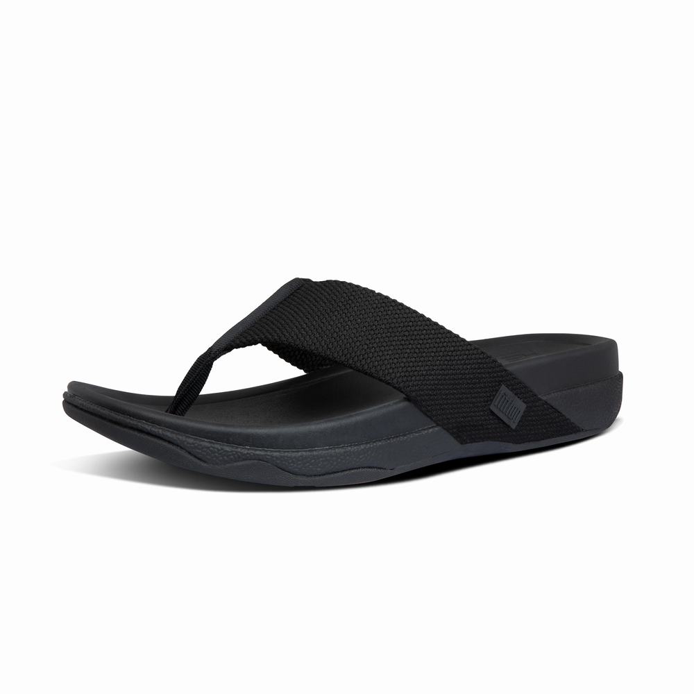 Sandales Fitflop SURFER Toe-Post Homme Noir | FIO-247163