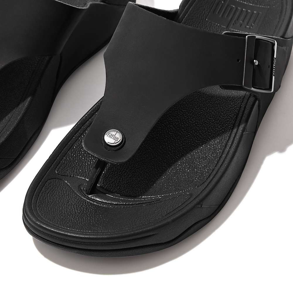 Sandales Fitflop TRAKK II Buckle Nubuck Toe-Posts Homme Noir | CBA-317859