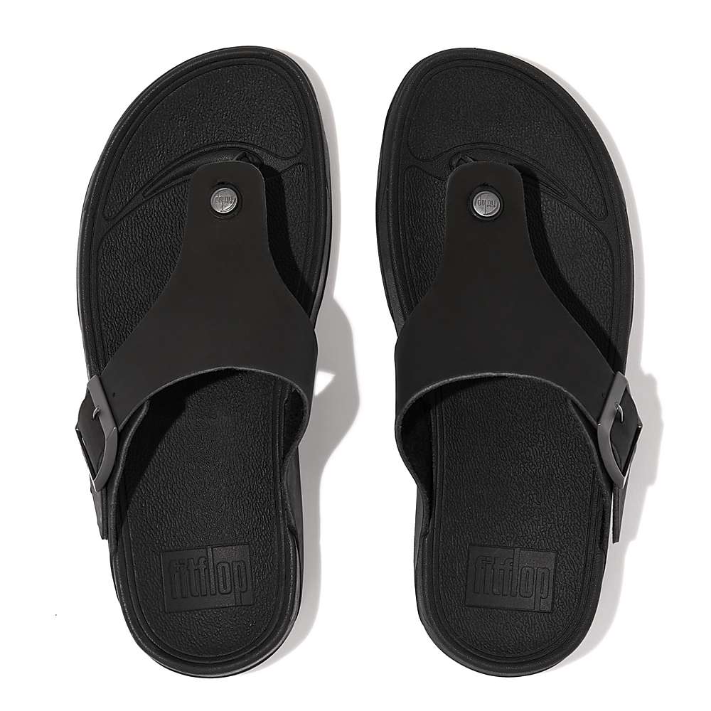 Sandales Fitflop TRAKK II Buckle Nubuck Toe-Posts Homme Noir | CBA-317859