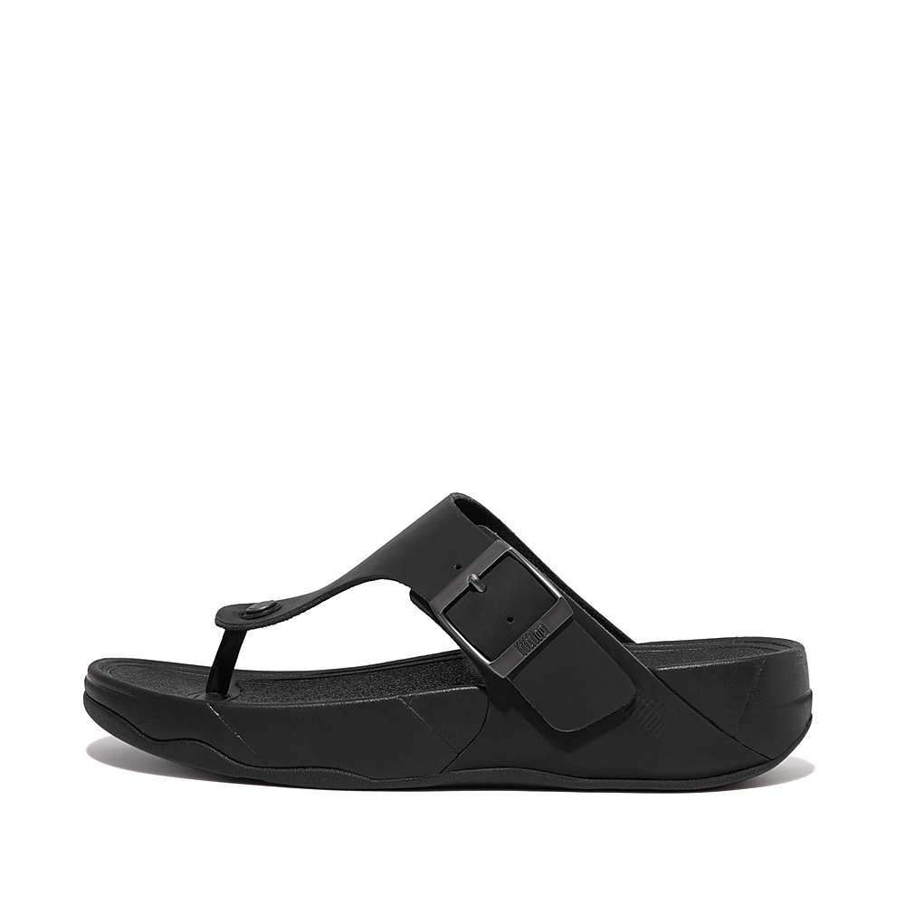 Sandales Fitflop TRAKK II Buckle Nubuck Toe-Posts Homme Noir | CBA-317859