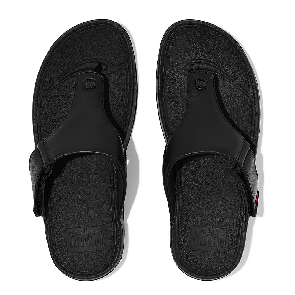 Sandales Fitflop TRAKK II Leather Toe-Post Homme Noir | JKD-431572