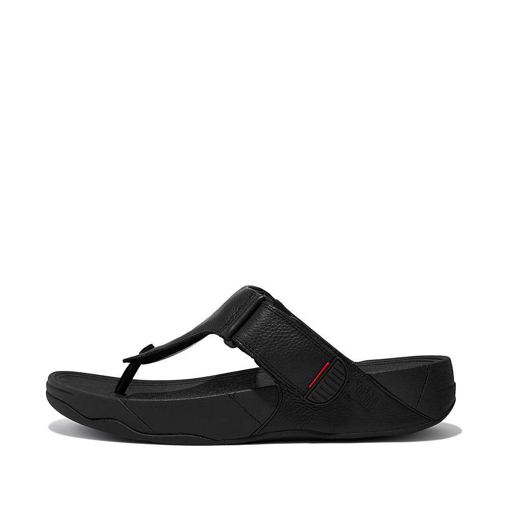 Sandales Fitflop TRAKK II Leather Toe-Post Homme Noir | JKD-431572