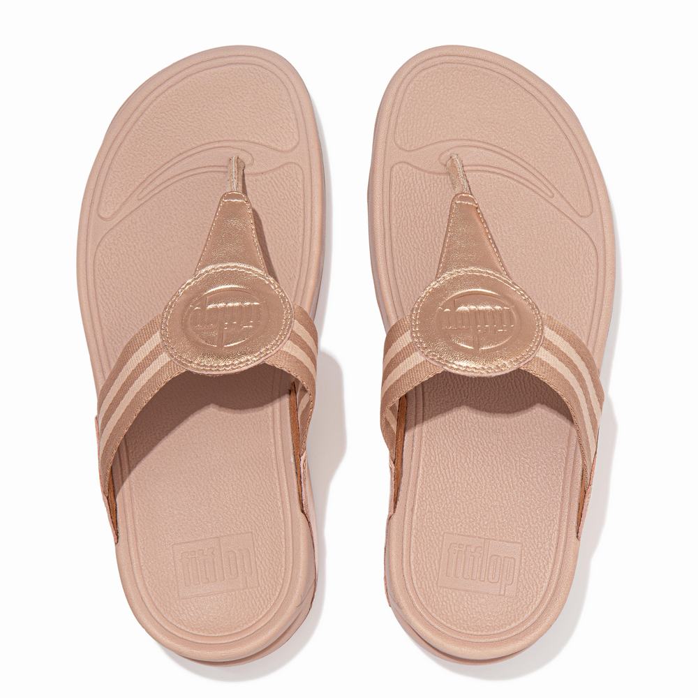 Sandales Fitflop WALKSTAR Webbing Toe-Post Femme Rose Doré | SDI-483152