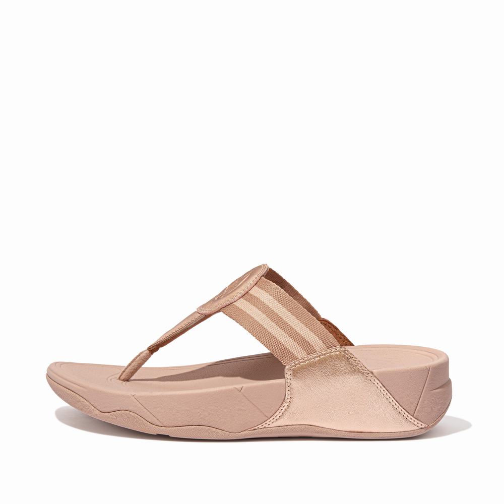 Sandales Fitflop WALKSTAR Webbing Toe-Post Femme Rose Doré | SDI-483152