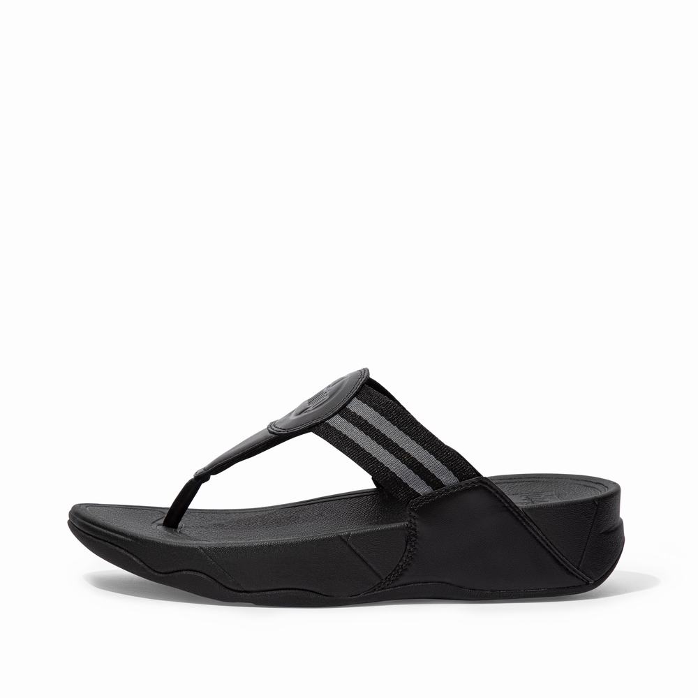 Sandales Fitflop WALKSTAR Webbing Toe-Post Femme Noir | ZIH-304871