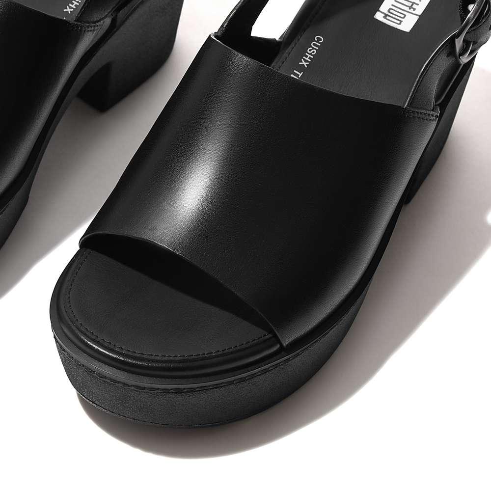 Sandales à Plateforme Fitflop PILAR Leather Femme Noir | DKI-809625