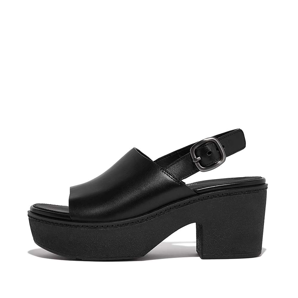 Sandales à Plateforme Fitflop PILAR Leather Femme Noir | DKI-809625