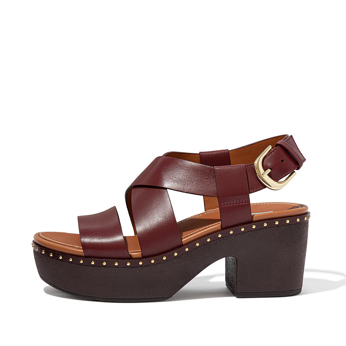 Sandales à Plateforme Fitflop PILAR Leather Back-Strap Femme Burgundyred | JQG-172635