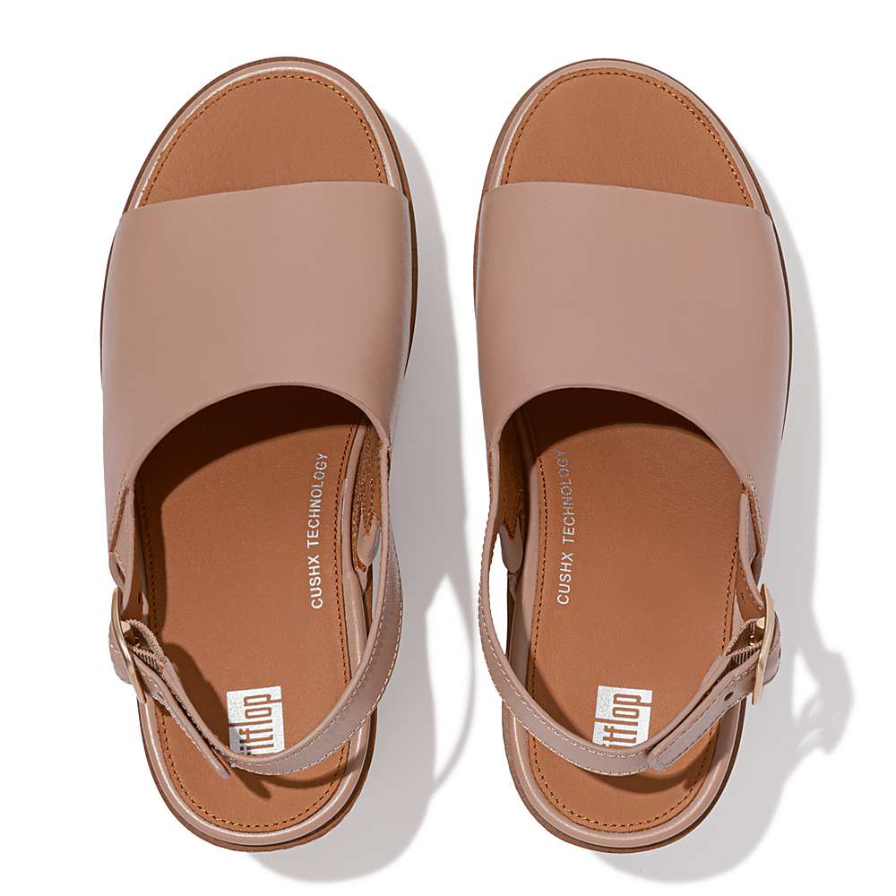 Sandales à Plateforme Fitflop PILAR Leather Femme Beige | QSF-708316