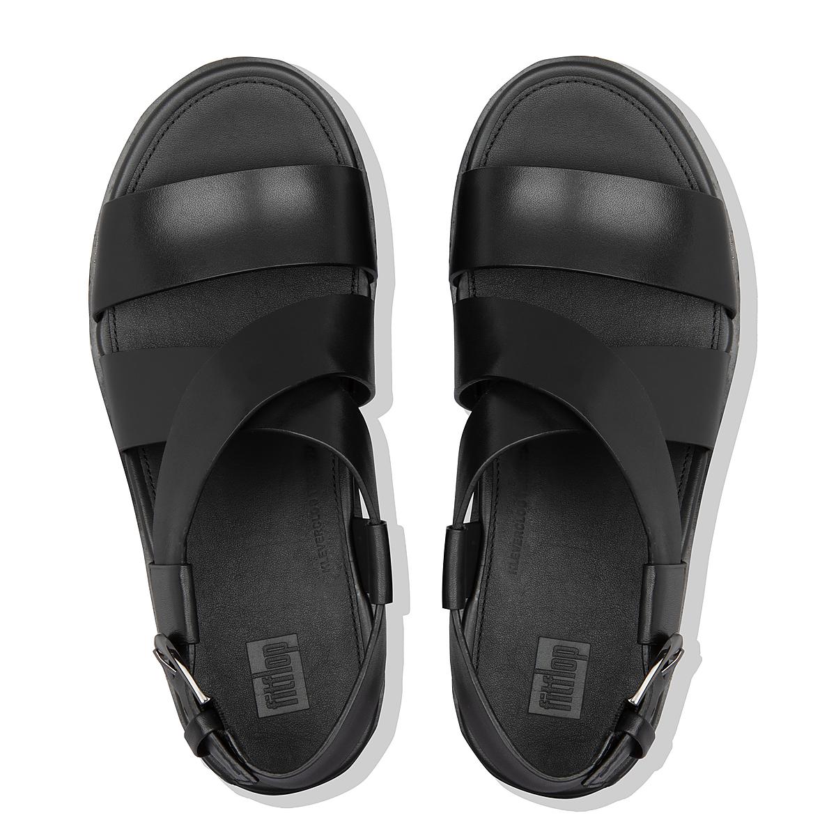 Sandales à Plateforme Fitflop PILAR Leather Back-Strap Femme Noir | TYF-486370