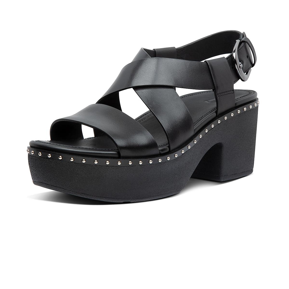 Sandales à Plateforme Fitflop PILAR Leather Back-Strap Femme Noir | TYF-486370