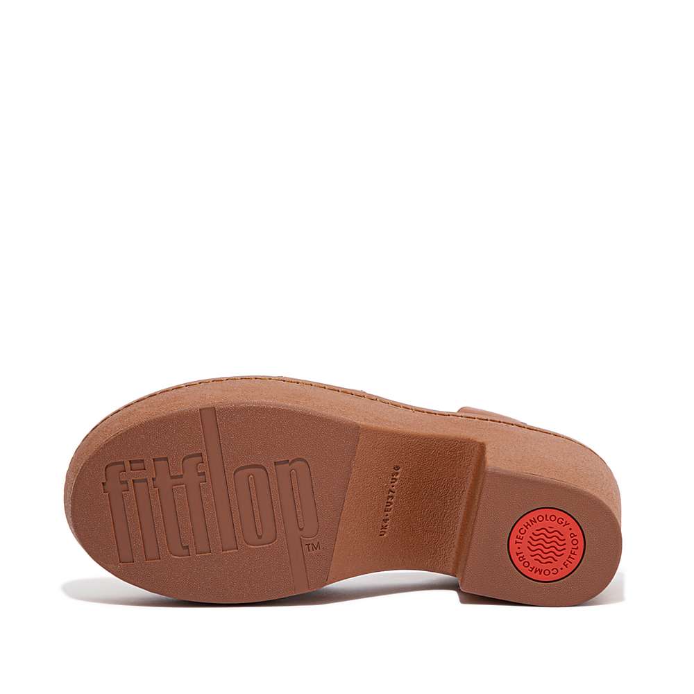 Sandales à Plateforme Fitflop PILAR Leather Ankle-Strap Femme Marron Clair | YWN-371820