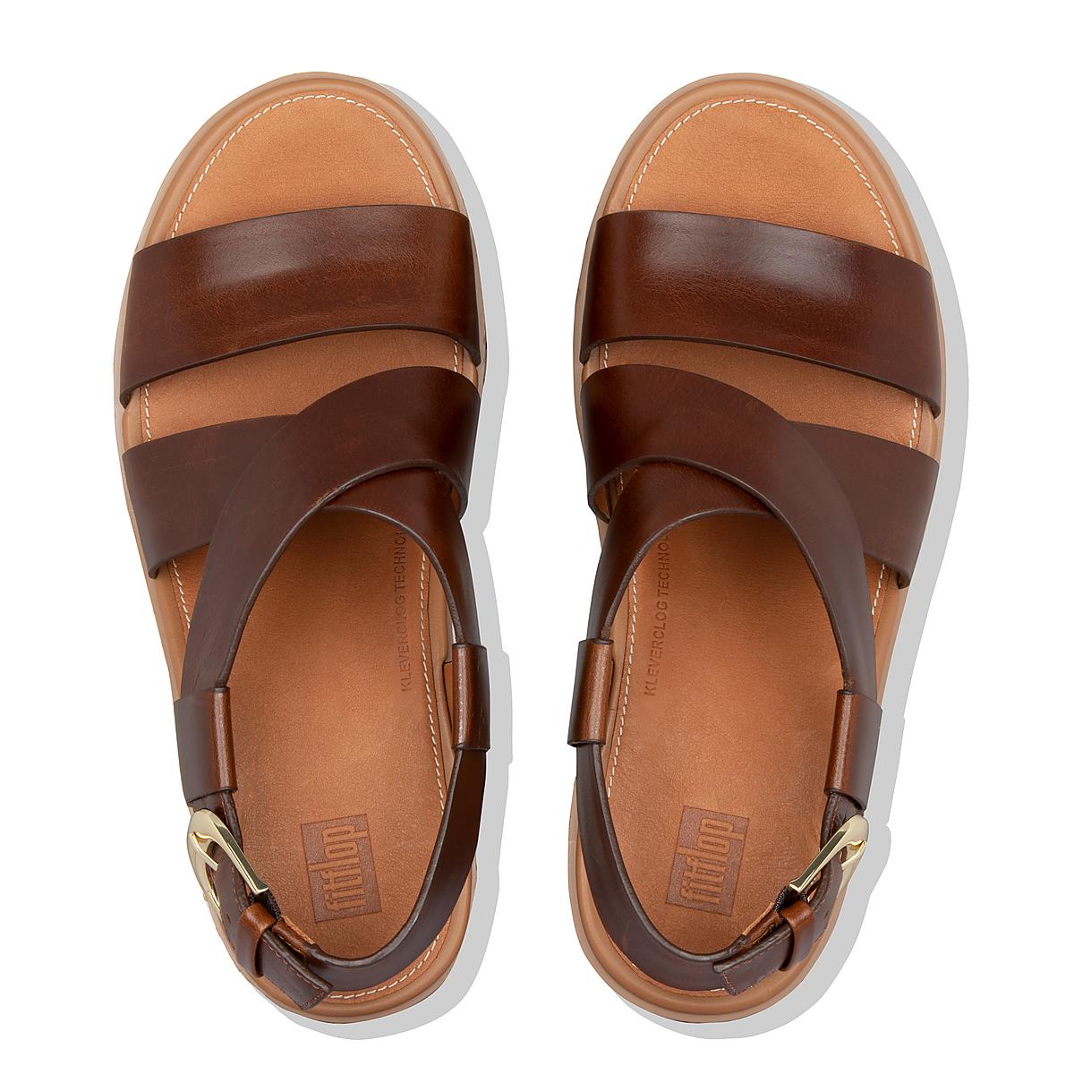 Sandales à Plateforme Fitflop PILAR Leather Back-Strap Femme Chocolat Marron | ZTH-142935