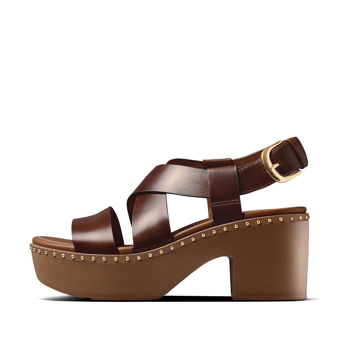 Sandales à Plateforme Fitflop PILAR Leather Back-Strap Femme Chocolat Marron | ZTH-142935