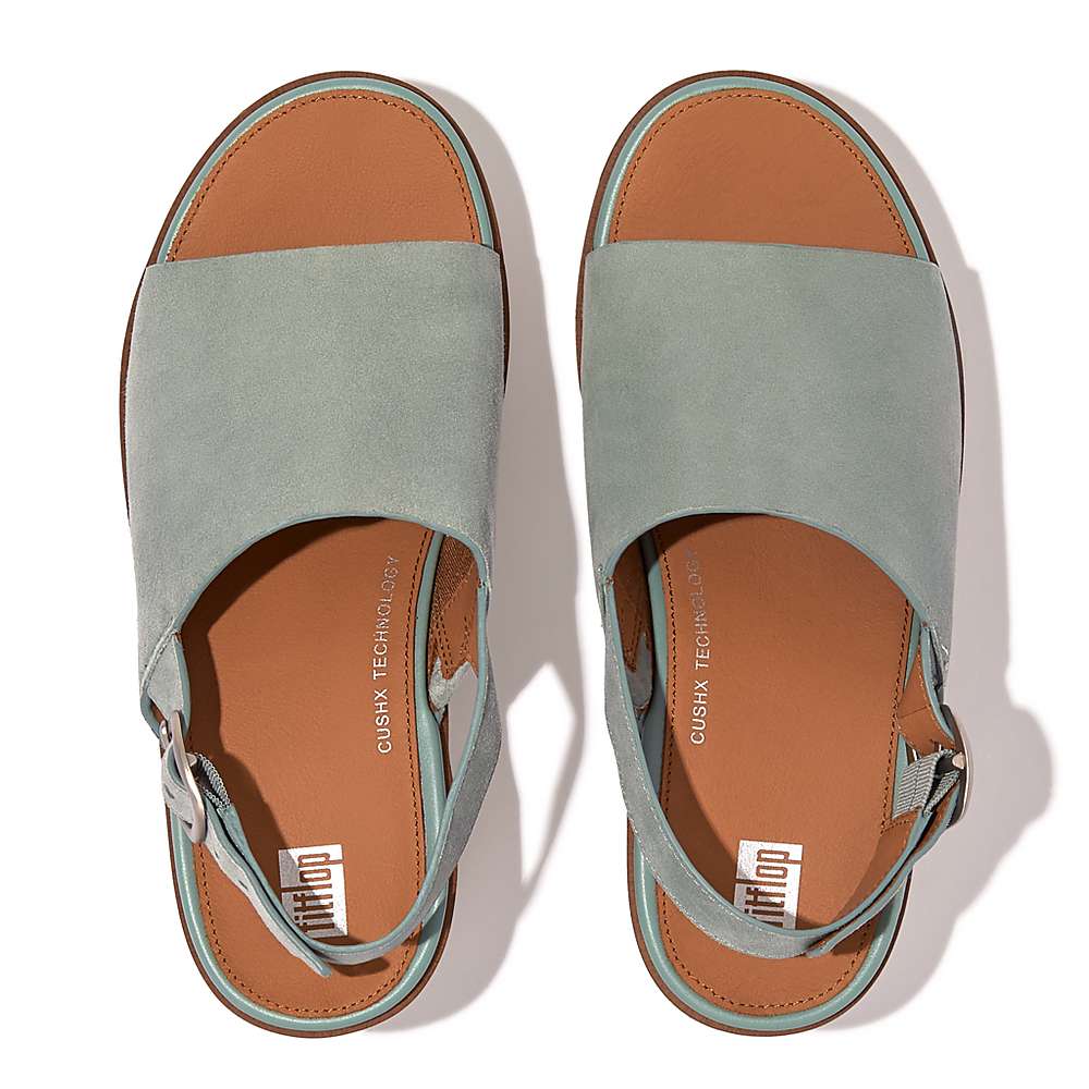 Sandales à Plateforme Fitflop PILAR Suede-Back-Strap Femme Bleu | ZWL-925103