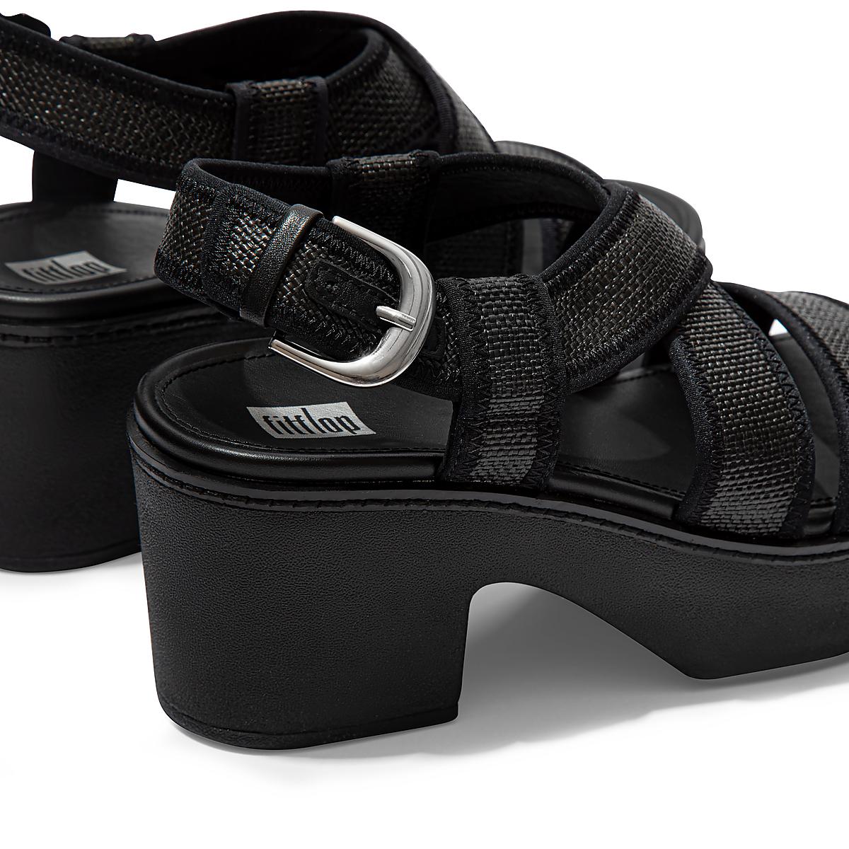 Sandales à Plateforme Fitflop PILAR Woven Back-Strap Femme Noir | TVU-647852