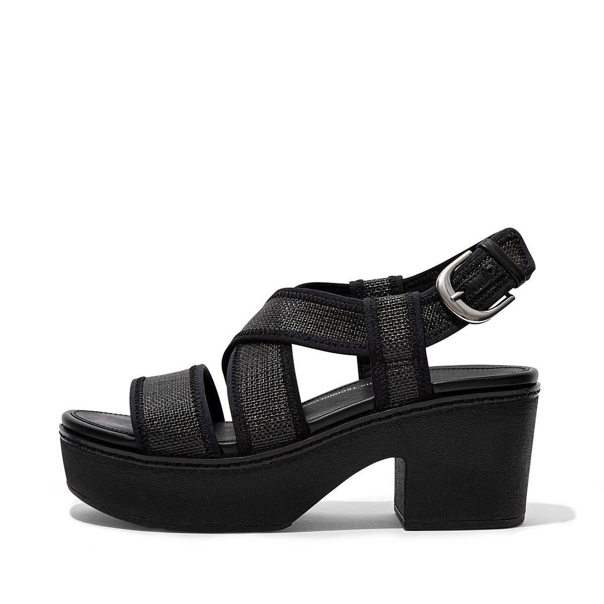 Sandales à Plateforme Fitflop PILAR Woven Back-Strap Femme Noir | TVU-647852