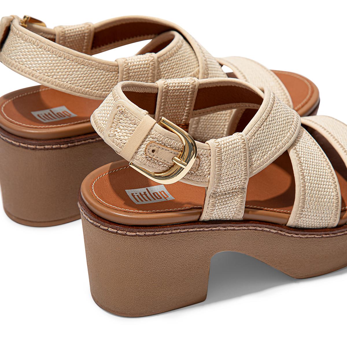 Sandales à Plateforme Fitflop PILAR Woven Back-Strap Femme Beige Marron | WEY-354802