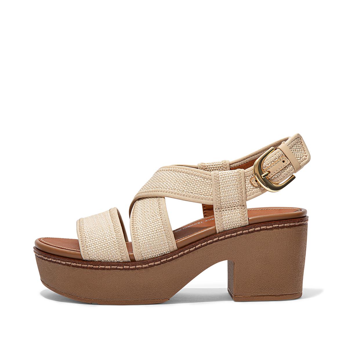 Sandales à Plateforme Fitflop PILAR Woven Back-Strap Femme Beige Marron | WEY-354802