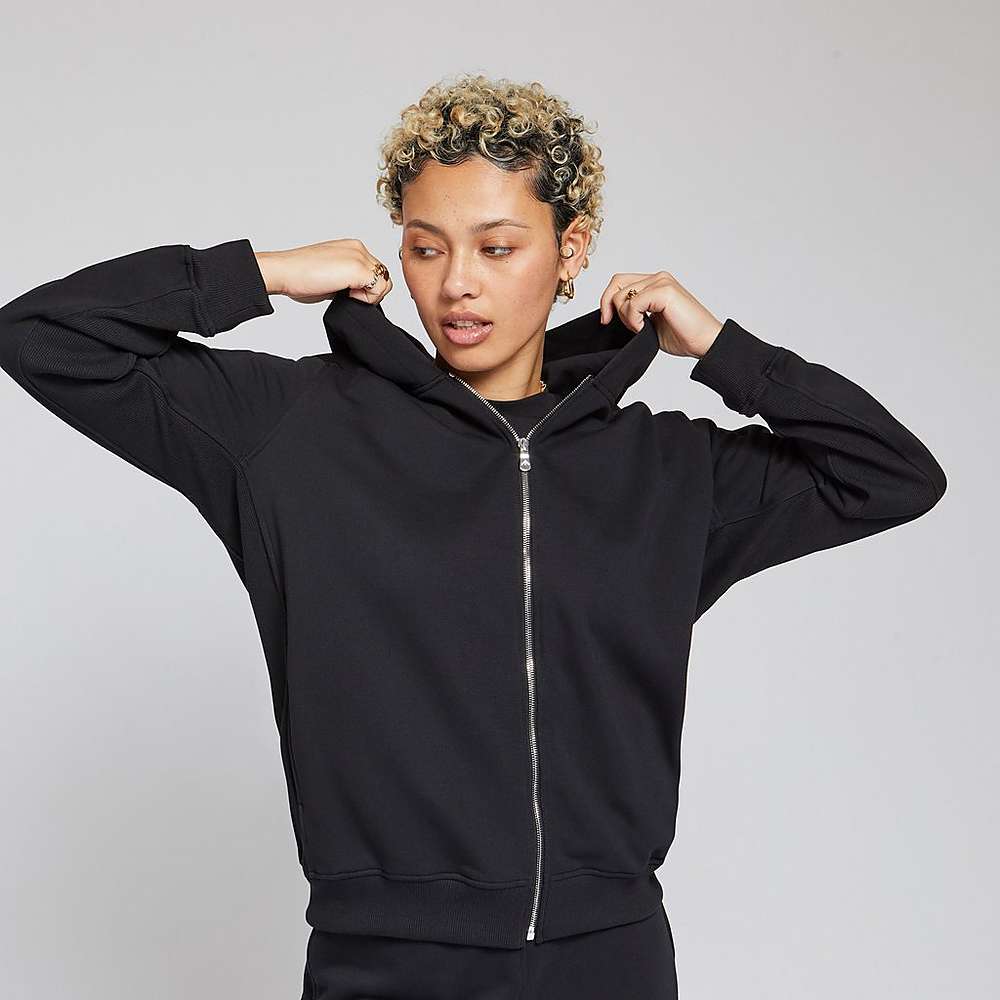 Sweat À Capuche Fitflop BASIC THREADS Full Zip Femme Noir | KEX-398260