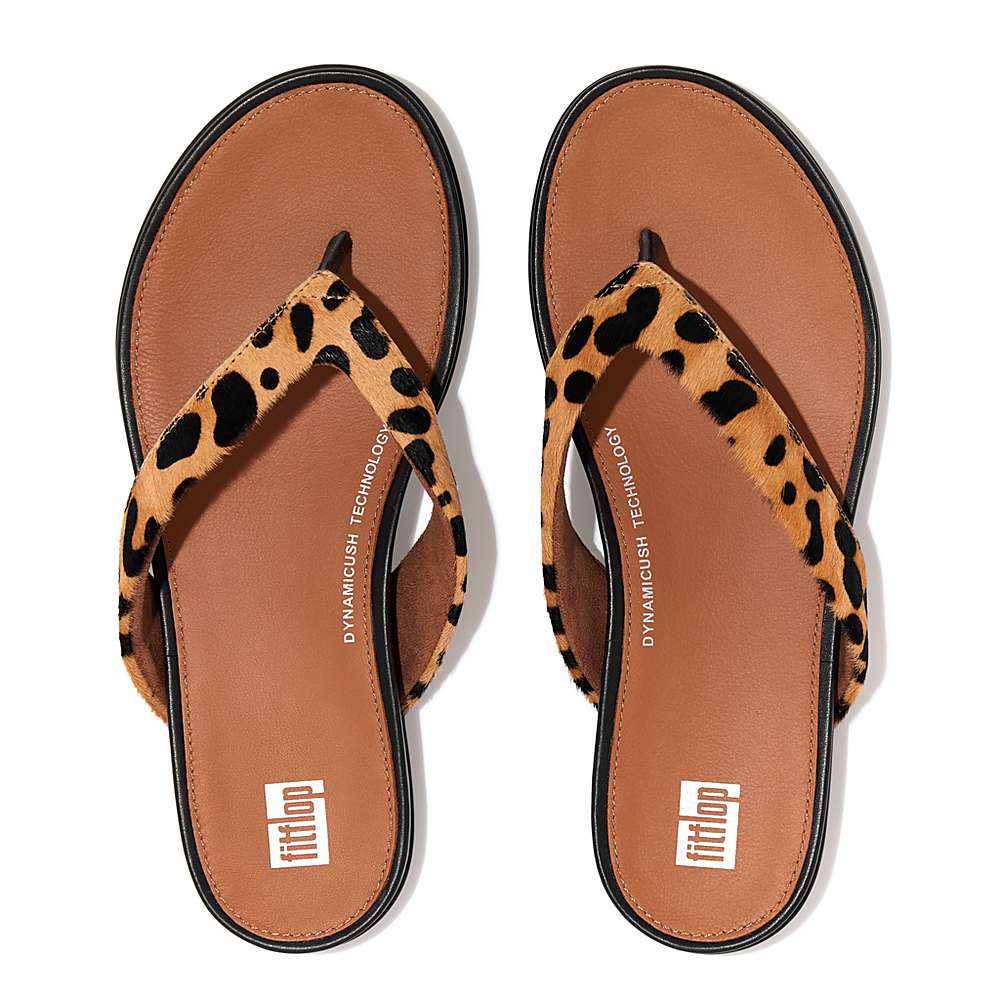 Tong Fitflop GRACIE Leopard-Print Leather Femme Leopard | BIY-048572