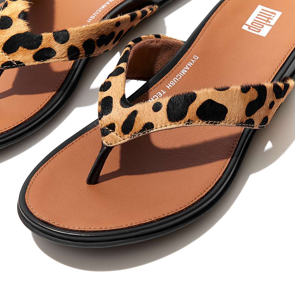 Tong Fitflop GRACIE Leopard-Print Leather Femme Leopard | BIY-048572