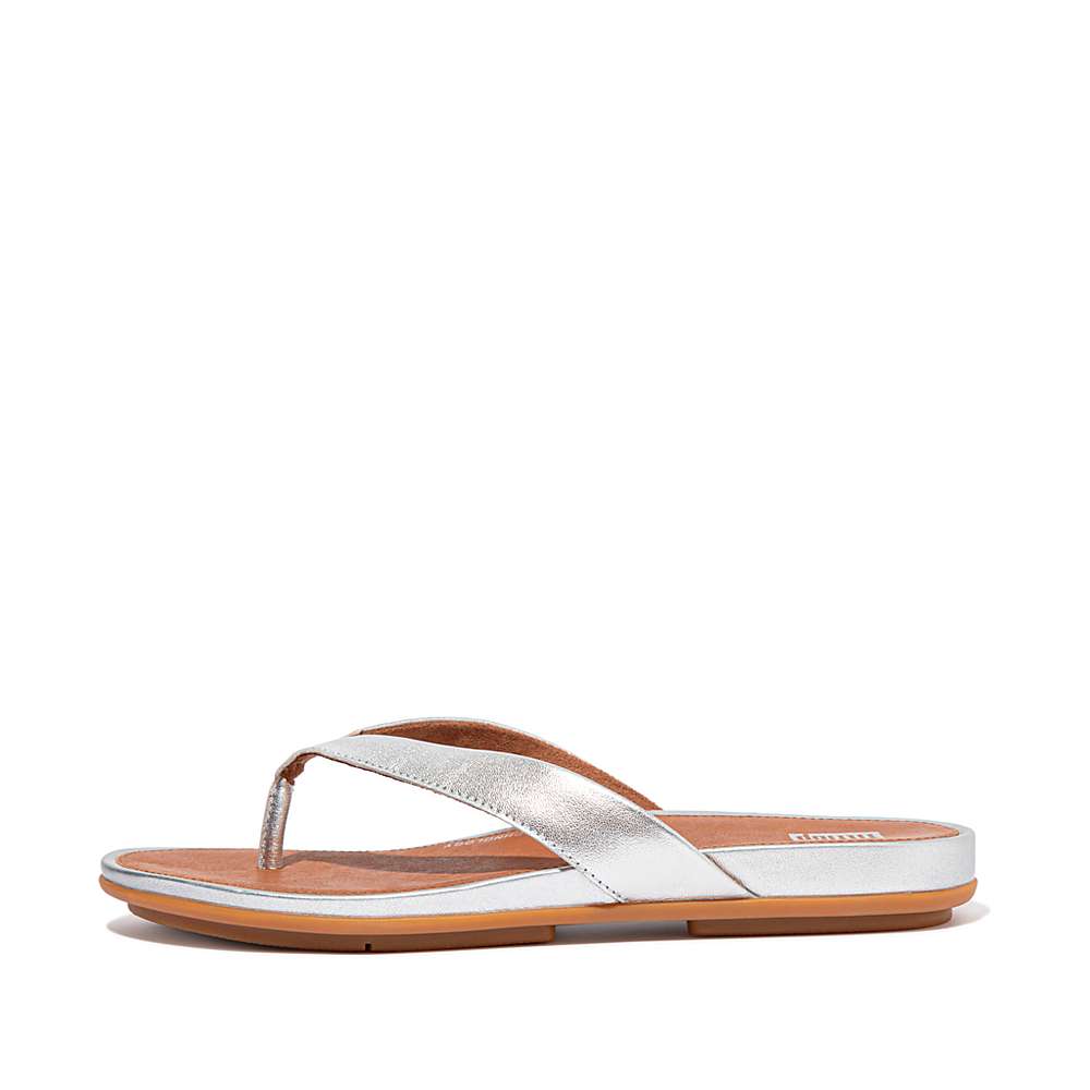 Tong Fitflop GRACIE Metallic Leather Femme Argent | DBR-748602